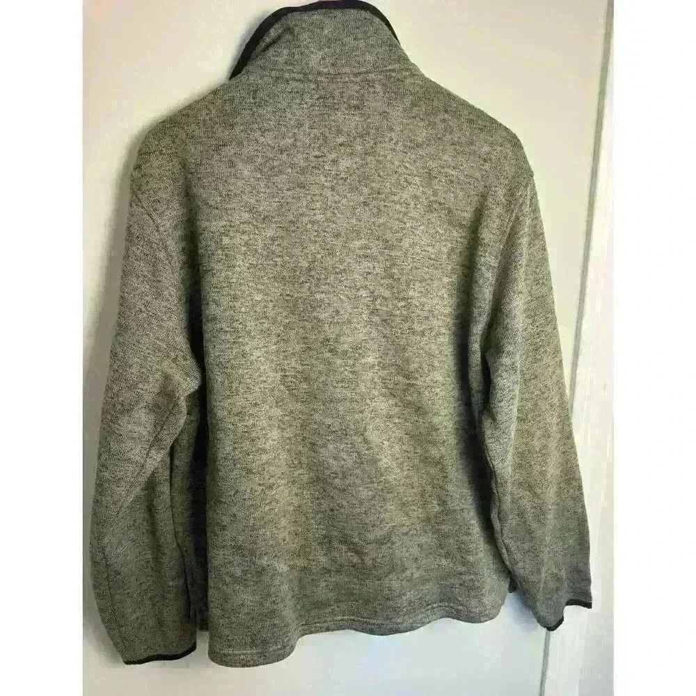 EUC J. Peterman Gray Full Zip Sweater Men’s XL Black Trim on Sleeves and Collar